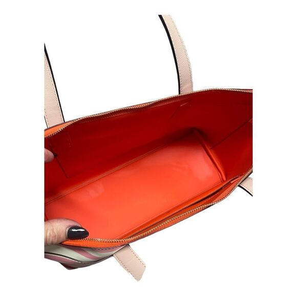 AUTHENTIC KATE SPADE ♠️ NEW YORK PATRICE TROPICAL STRIPE pink & orange tote bag - Picture 8 of 10